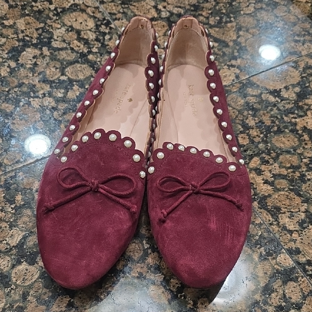 Kate Spade Burgundy Suede Flats 10